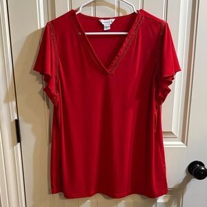 Liz Claiborne Red Short Sleeve V-Neck Top
